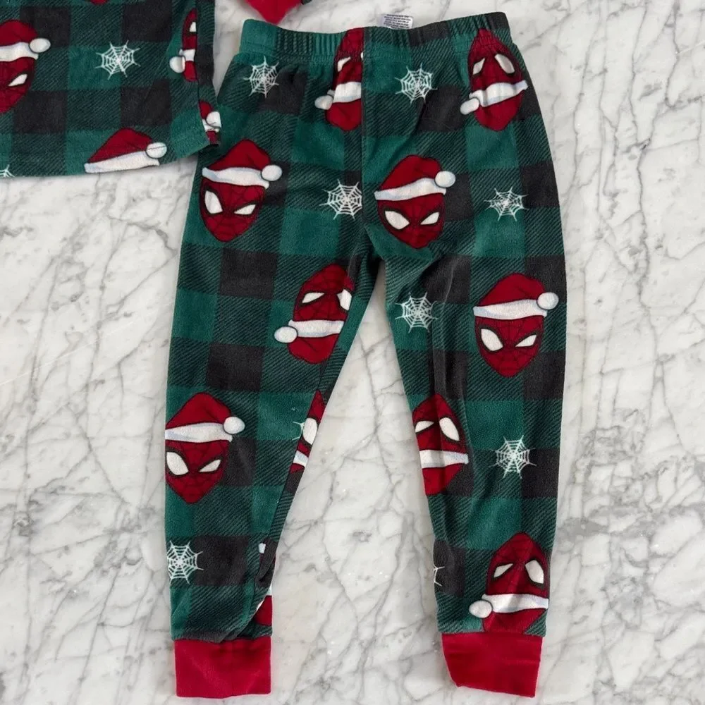 Christmas Spider Man Festive Green Red Kids Pajamas Soft Sz 4T